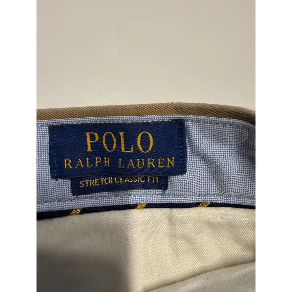 Polo Ralph Lauren Mens Stretch Classic Fit Chino Shorts Tan Khaki Cotton Size 35